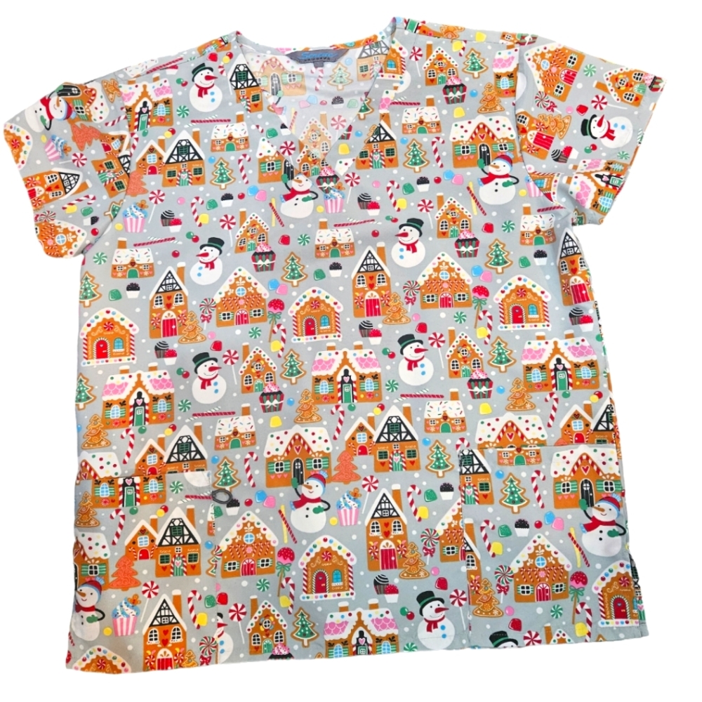 Festive Snowman and Gingerbread House Women's Top
